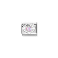 Classic Silver Pink Opal Diamond Heart Sparkly & Stones Charms
