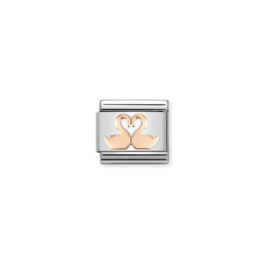 Classic Rose Gold Swans Love & Hearts Charms