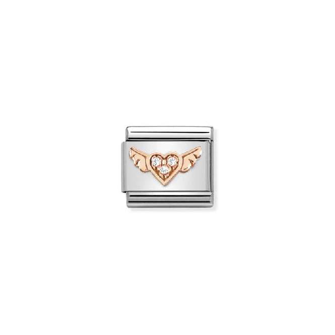 Classic Rose Gold & CZ Winged Heart Love & Hearts Charms