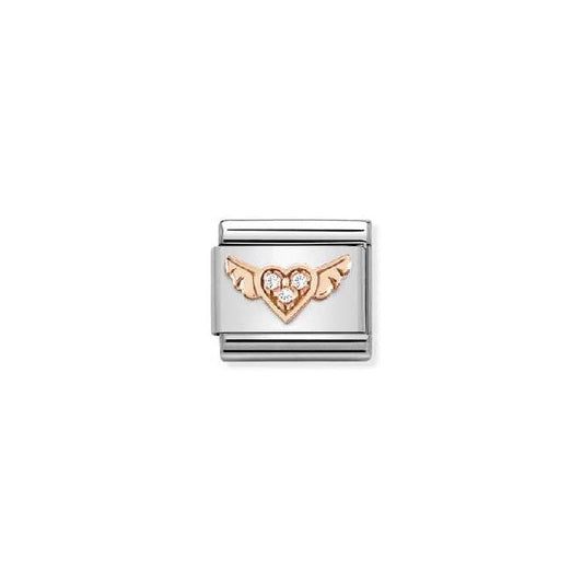 Classic Rose Gold & CZ Winged Heart Love & Hearts Charms