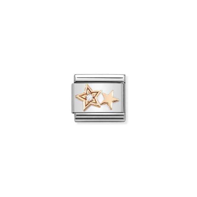 Classic Rose Gold & CZ Double Star Love & Hearts Charms