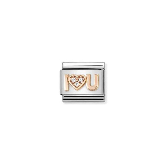 Classic Rose Gold & CZ I Heart You Love & Hearts Charms