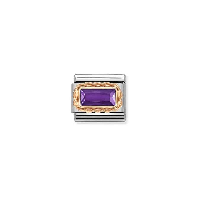 Classic Rose Gold Purple Facetted Baguette Sparkly & Stones Charms