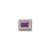 Classic Rose Gold Purple Facetted Baguette Sparkly & Stones Charms
