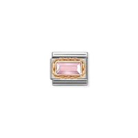 Classic Rose Gold Pink Facetted Baguette Sparkly & Stones Charms
