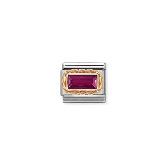 Nomination Classic Rose Gold Red Facetted Baguette Sparkly & Stones Charm