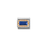 Classic Rose Gold Blue Facetted Baguette Sparkly & Stones Charms