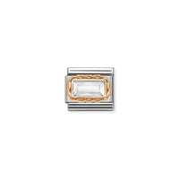 Classic Rose Gold White Facetted Baguette Sparkly & Stones Charms