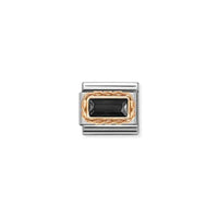 Classic Rose Gold Black Facetted Baguette Sparkly & Stones Charms