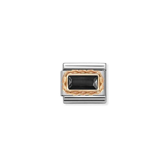 Classic Rose Gold Black Facetted Baguette Sparkly & Stones Charms