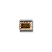Classic Rose Gold Smoky Quartz Facetted Baguette Sparkly & Stones Charms