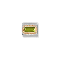Classic Rose Gold Green Peridot Facetted Baguette Sparkly & Stones Charms