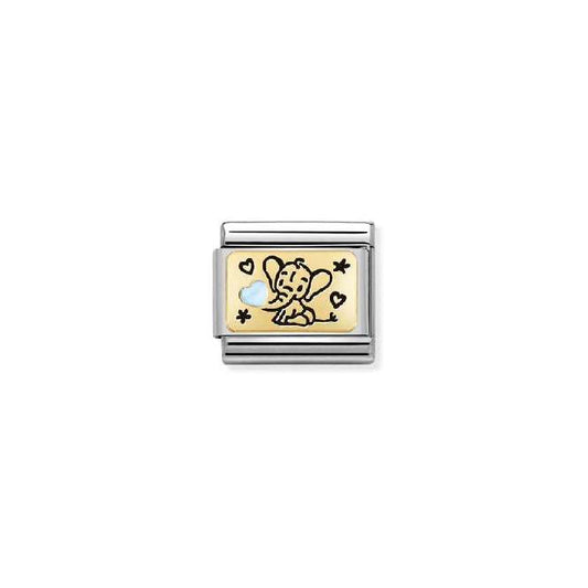 Classic Gold Light Blue Elephant Animals Charms