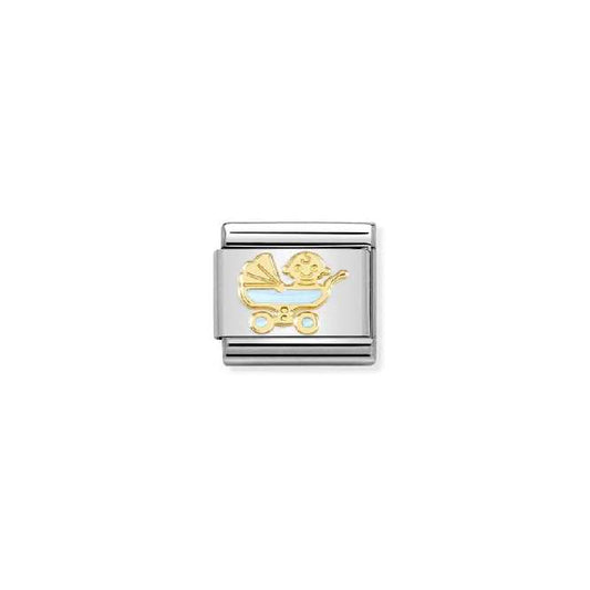 Classic Gold New Light Blue Baby Pram Friends & Family Charms