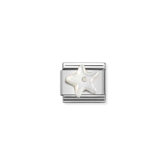 Classic Silver Starfish In White Mother Of Pearl Travel & Flag Charms