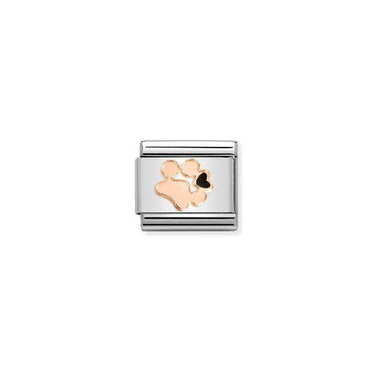 Classic Rose Gold and Enamel Dog Pawprint Animals Charms