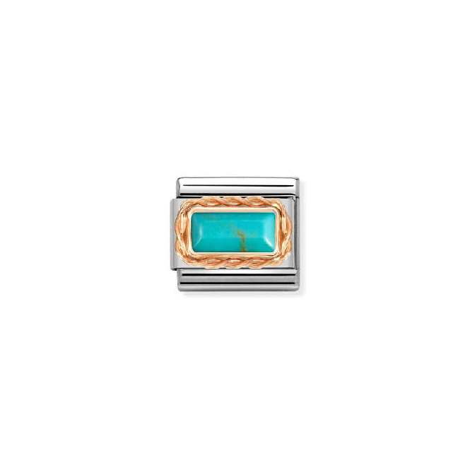 Classic Rose Gold Turquoise Rich Baguette Sparkly & Stones Charms