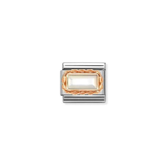 Classic Rose Gold White Mother Of Pearl Rich Baguette Sparkly & Stones Charms