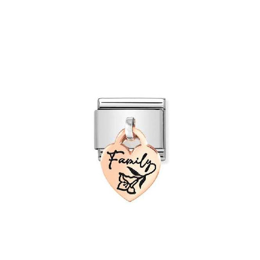 Classic Rose Gold Engraved Heart Family Dangly Friends & Family Charms
