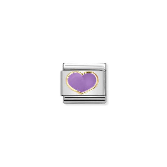 Nomination Classic Gold and Enamel Lilac Heart Love & Hearts Charm