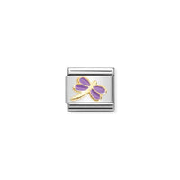 Classic Gold and Enamel Lilac Dragonfly Flowers & Nature Charms