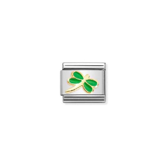 Nomination Classic Gold and Enamel Green Apple Dragonfly Flowers & Nature Charm
