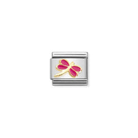 Classic Gold and Enamel Fuchsia Dragonfly Flowers & Nature Charms
