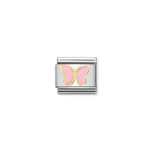 Classic Gold and Enamel Pink Butterfly Flowers & Nature Charms