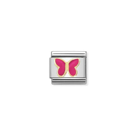 Nomination Classic Gold and Enamel Fuchsia Butterfly Flowers & Nature Charm