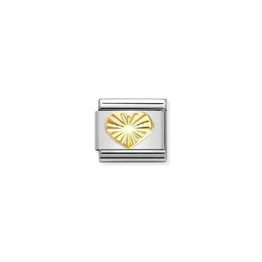 Nomination Classic Gold Diamond-Etched Heart Fashion & Fun Charm