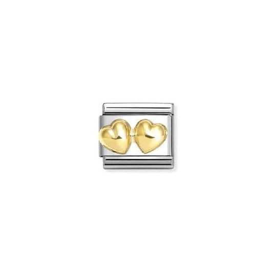 Nomination Classic Gold Double Rounded Hearts Love & Hearts Charm