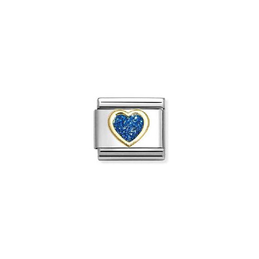Classic Gold and Enamel Glitter Blue Heart Love & Hearts Charms