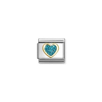 Classic Gold and Enamel Glitter Light Blue Heart Love & Hearts Charms