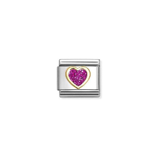 Classic Gold and Enamel Glitter Fuchsia Heart Love & Hearts Charms
