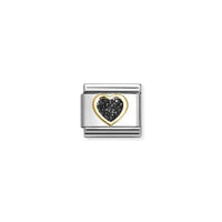 Classic Gold and Enamel Glitter Black Heart Love & Hearts Charms