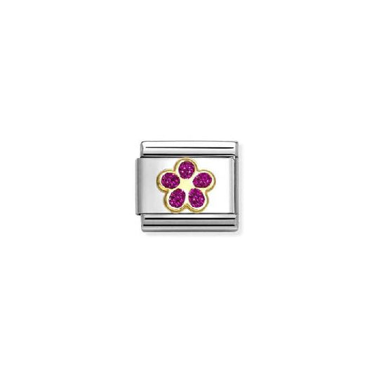 Classic Gold and Enamel Glitter Fuchsia Flower Flowers & Nature Charms