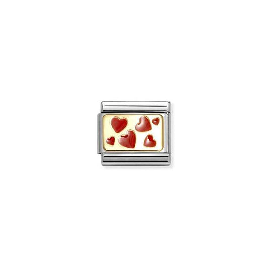 Classic Gold and Red Enamel Hearts Plate Love & Hearts Charms