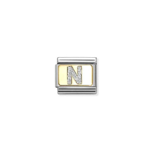 Classic Gold and Enamel Glitter Letter N Letters & Numbers Charms