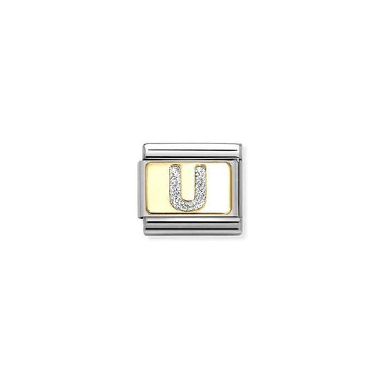 Classic Gold and Enamel Glitter Letter U Letters & Numbers Charms