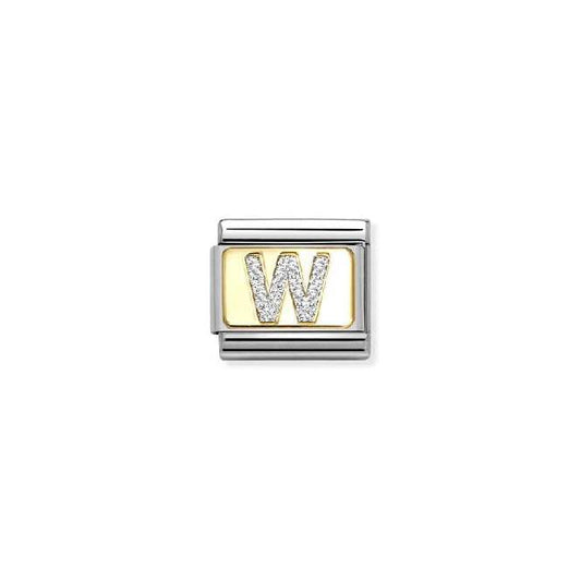 Nomination Classic Gold and Enamel Glitter Letter W Letters & Numbers Charm