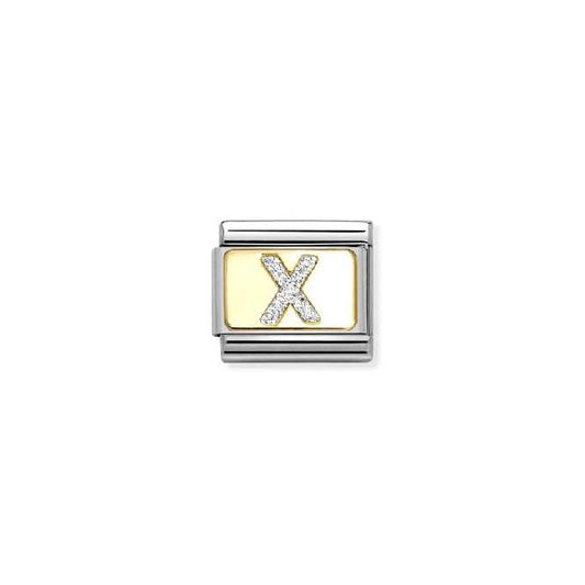 Classic Gold and Enamel Glitter Letter X Letters & Numbers Charms