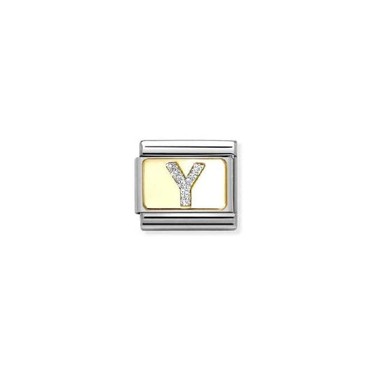Classic Gold and Enamel Glitter Letter Y Letters & Numbers Charms