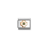 Classic Rose Gold CZ Green Four-Leaf Clover Flowers & Nature Charms