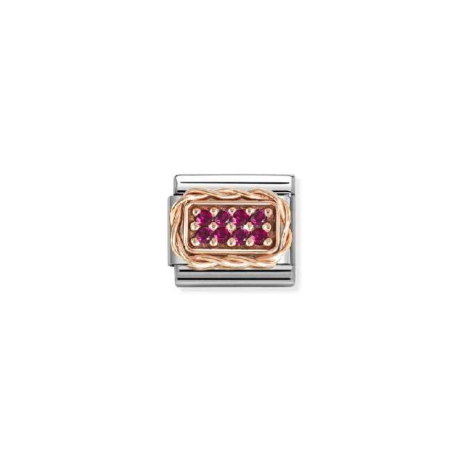 Classic Rose Gold and CZ Pave Red Sparkly & Stones Charms