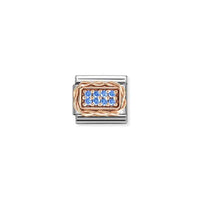 Classic Rose Gold and CZ Pave Light Blue Sparkly & Stones Charms