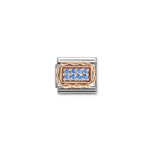 Classic Rose Gold and CZ Pave Light Blue Sparkly & Stones Charms