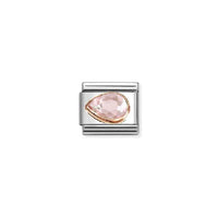 Classic Rose Gold and Left Drop CZ Pink Sparkly & Stones Charms