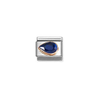 Classic Rose Gold and Left Drop CZ Blue Sparkly & Stones Charms