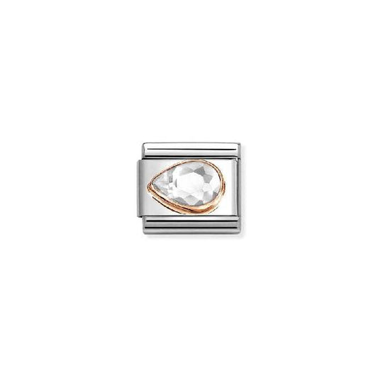 Classic Rose Gold and Left Drop CZ White Sparkly & Stones Charms