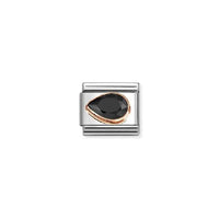 Classic Rose Gold and Left Drop CZ Black Sparkly & Stones Charms